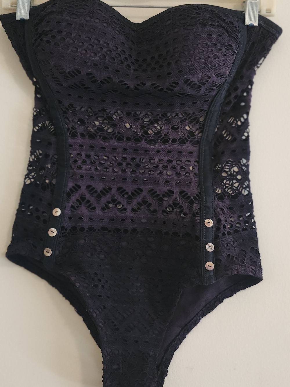 Sabrina Strapless Lace One-Piece Swimsuit in Black